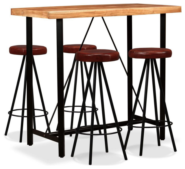 Wooden Bar Set 5 pc Industrial Indoor Pub And Bistro Sets by