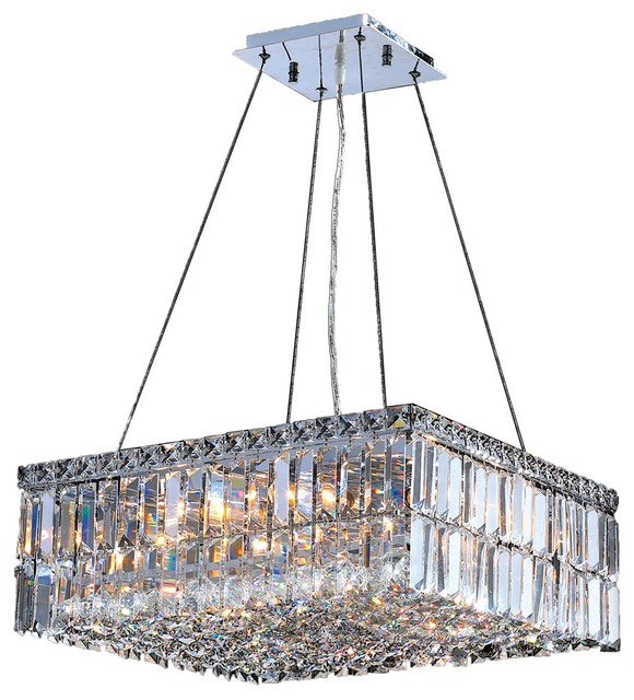 Cascade 12 Light Chrome Finish and Clear Crystal 20" Square Chandelier Medium