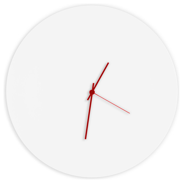 Whiteout Circle Clock Minimalist Modern White Metal Clocks Whiteout Red Circle Clock Modern Minimalist White Wall Clocks Hands