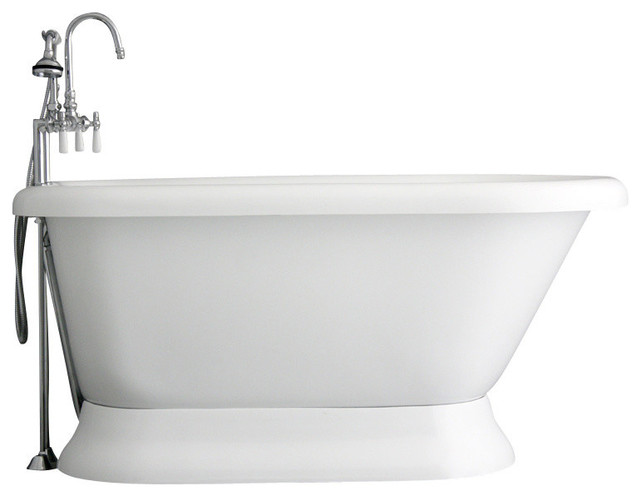 Classic Pedestal Bathtub/Faucet Set, 56", Chrome