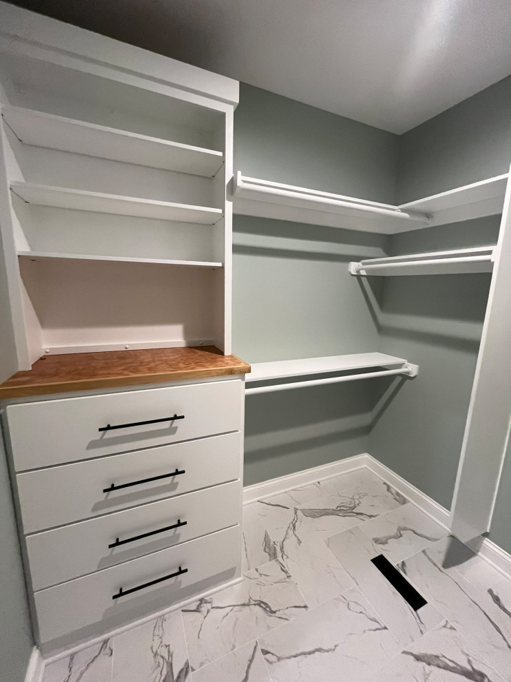 Modern Bathroom with Dual Vanities and Walk-In Shower