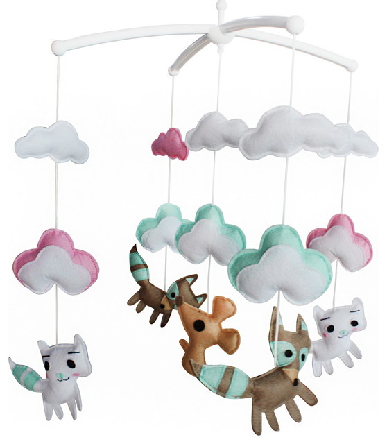 Musical Mobile Baby Cute Cartoon Animals Lullaby Nursery Mobile Colorful Modern Baby Mobiles By Blancho Bedding Houzz