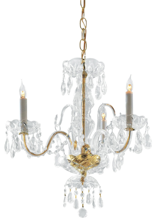 Traditional Crystal Three Light Polished Brass Up Mini Chandelier