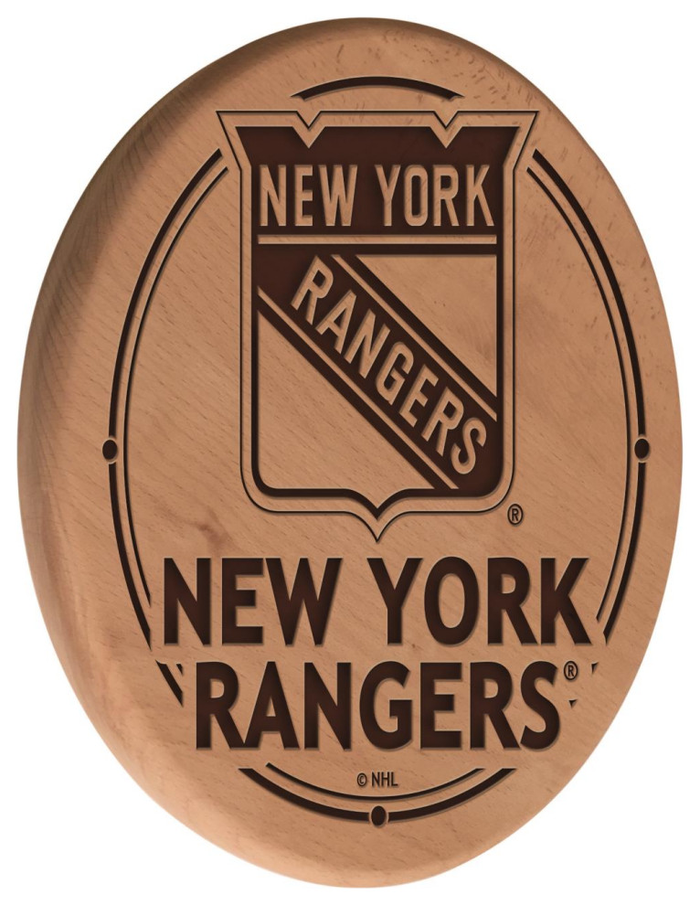 Holland Bar Stool New York Rangers Natural 13" Solid Wood Sign WSgnLNatNYRang Contemporary