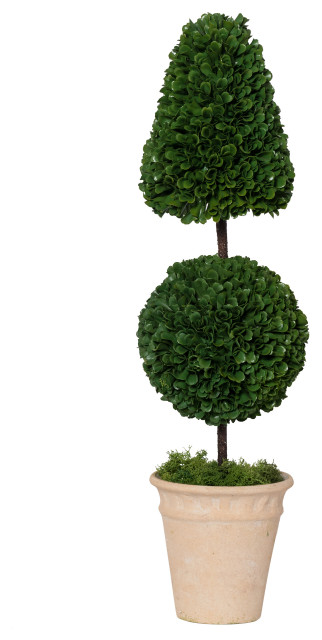 AB Home Botanical Potted Cone and Ball Faux Boxwood Topiary 2372-DS
