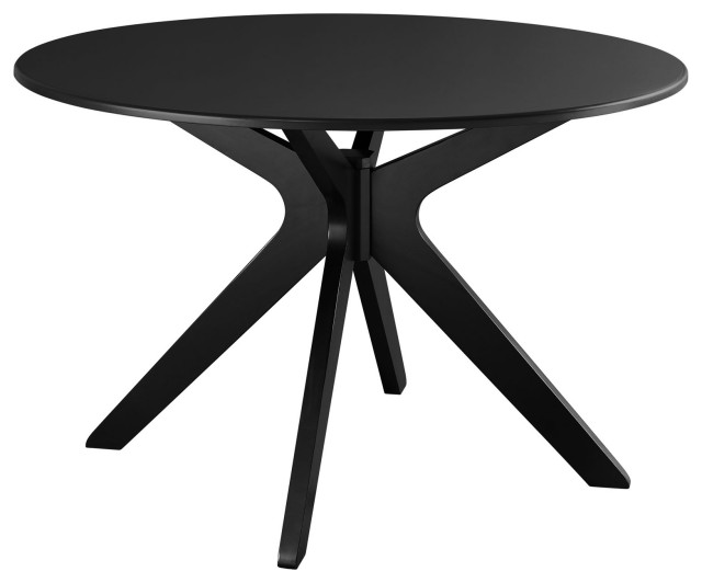47" Dining Table, Round, Black, Wood, Modern, Cafe Bistro Hospitality