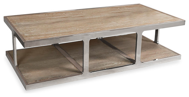Zo Reclaimed Elm Stainless Steel Rectangular Coffee Zo Reclaimed Elm Stainless Steel Rectangular Coffee Table