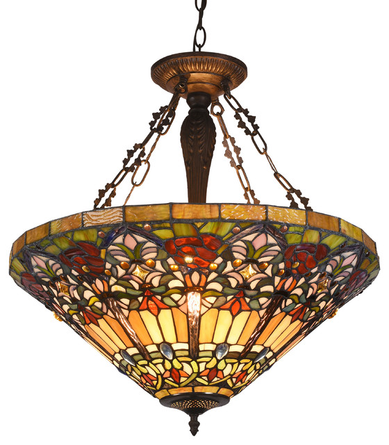Chloe Lighting Alma Tiffany Style 3 Light Inverted Ceiling Pendant Chloe Lighting Alma Tiffany Style 3