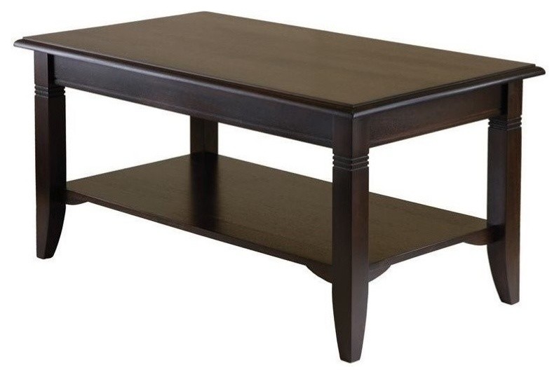 Pemberly Row Transitional Solid Wood Coffee Table in Cappuccino