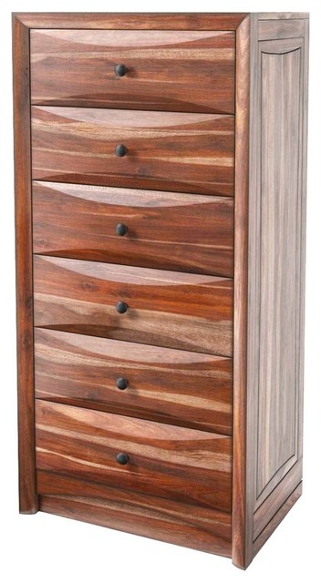 Modern Pioneer Solid Wood 6 Drawer Bedroom Tall Dresser