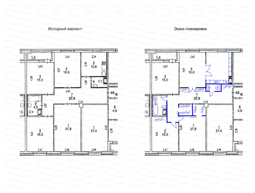Идеи перепланировки для многокомнатных квартир
