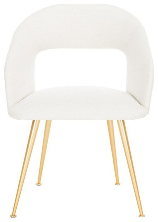 Jewell Linen Blend Arm Chair Cream Set of 2 Midcentury Dining