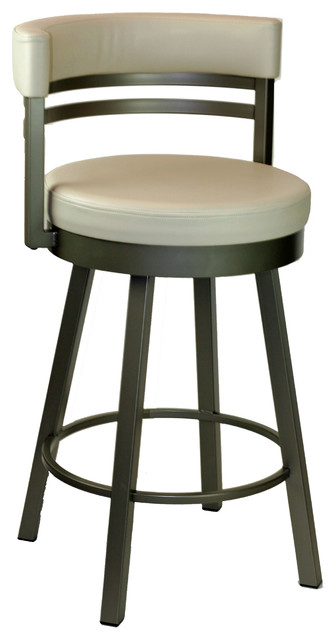 Round Swivel Stool With Metal Base, Oyster, Counter Seat