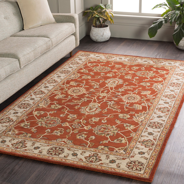 Middleton Traditional Burnt Orange, Khaki Area Rug Traditional Area