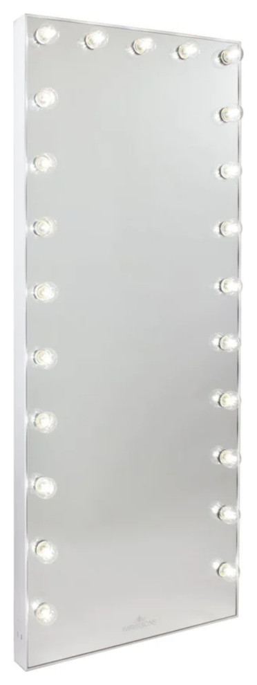 Hollywood Glow FL Vanity Floor Mirror with 23 LED Globe Bulbs, Clear Led Globe Bulbs