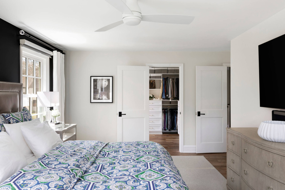 This is an example of a transitional bedroom in Minneapolis.
