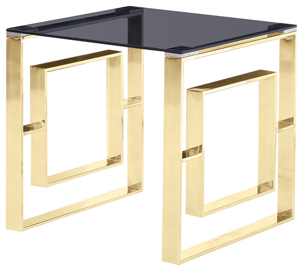 Mallory Smoked Glass Living Room End Table Contemporary Side Tables