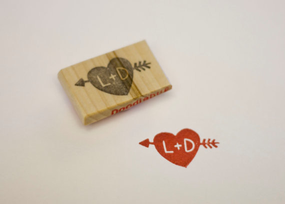 Personalized Heart & Arrow Hand-Carved Stamp by Doodlebug Design