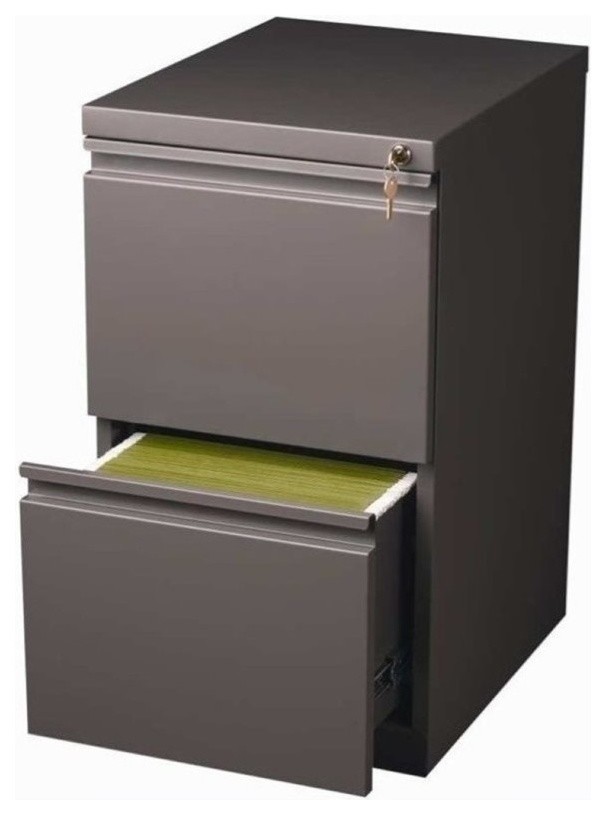 Pemberly Row 20" 2-Drawer Modern Metal Mobile Pedestal File Cabinet in Espresso