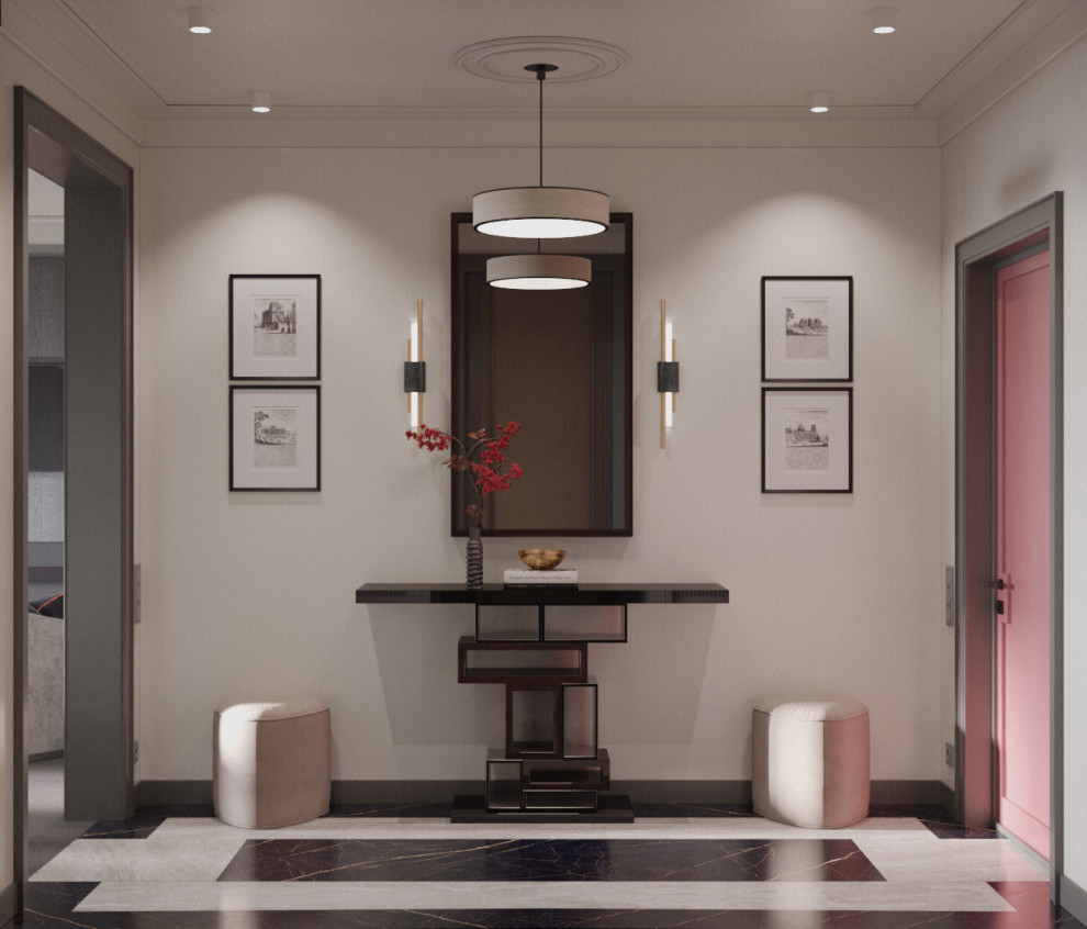 Монохромный интерьер с яркими акцентами