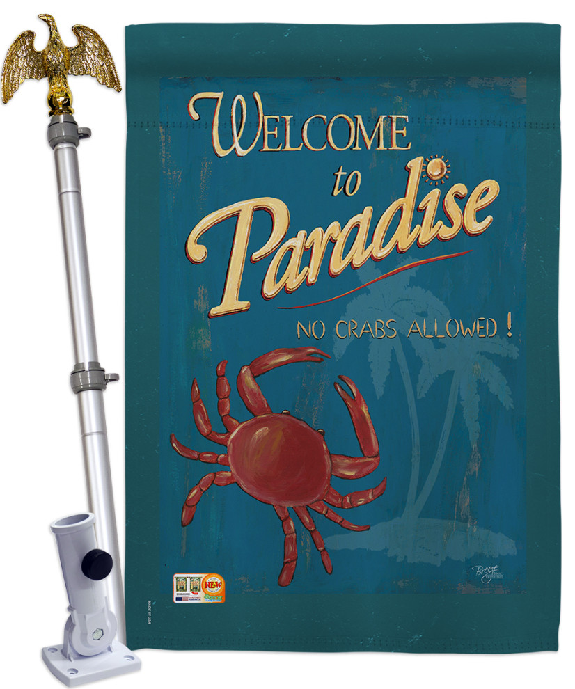 No Crabs Allowed Coastal Nautical House Flag Set Modern Flags And Flagpoles by Breeze