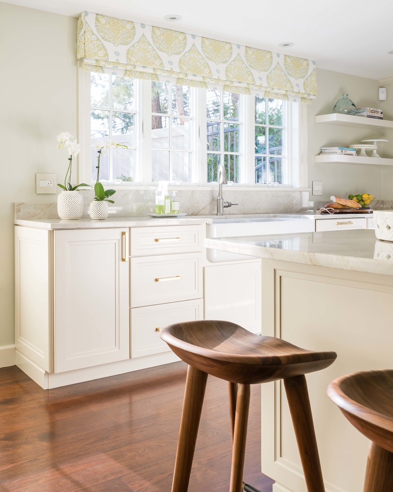 Example of a transitional kitchen design in Boston