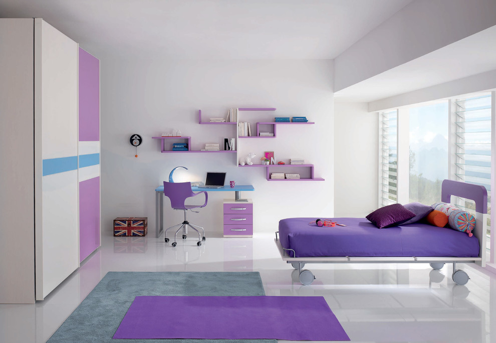 This is an example of a modern kids' room for girls in New York.