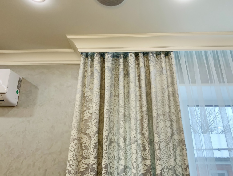 Шторы в гостиную частного дома  - дизайн, пошив. монтаж.