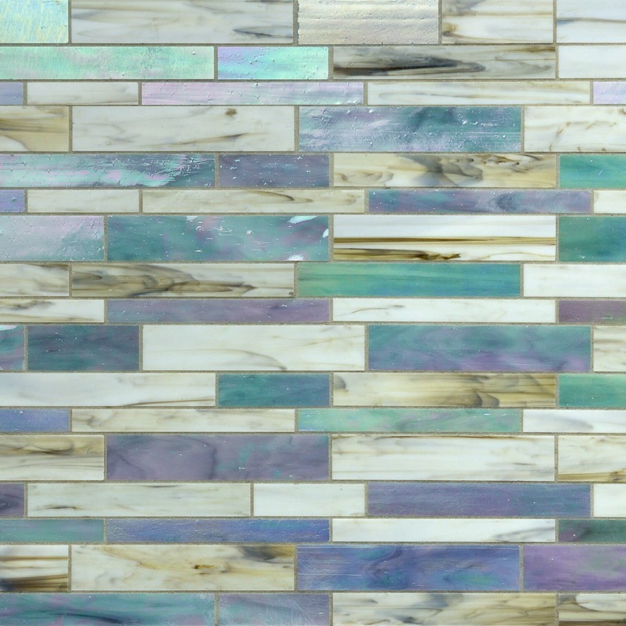 Matchstix Random Sized Glass Mosaic Tile, Blue/Pink