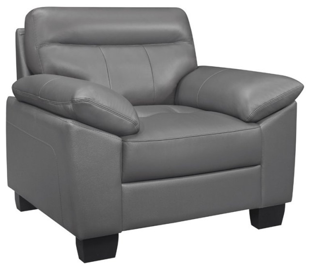 Pemberly Row Leather Match Accent Chair in Dark Gray Contemporary