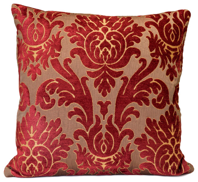 Scroll Pillow Cover In Red Velvet, Lee Jofa Fabric - Contemporary -  Decorative Pillows - by Gallerie Varda | Houzz