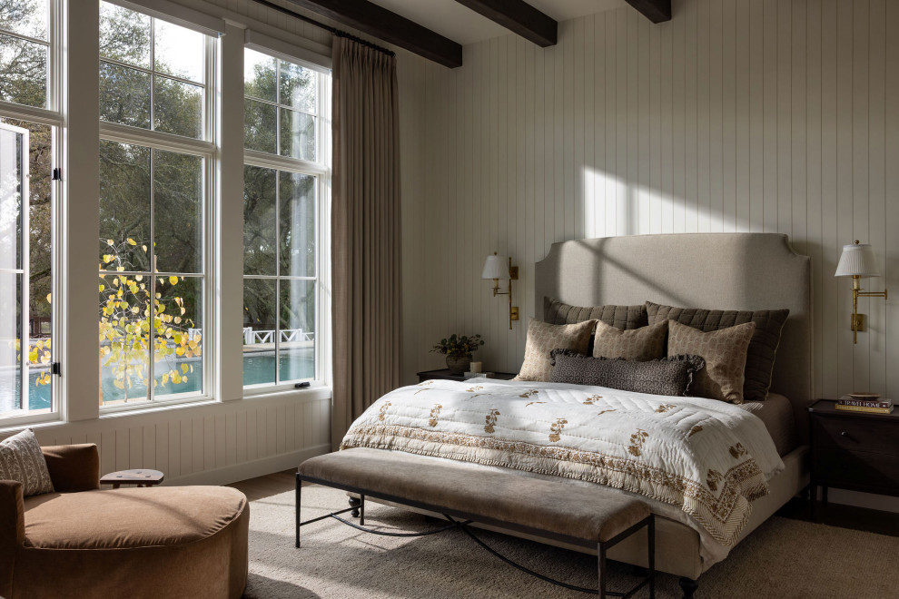 Example of a transitional bedroom design in Sacramento