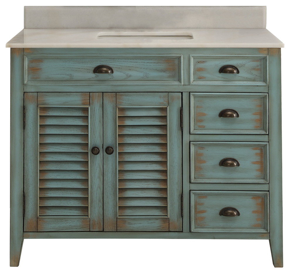 42 Distress Blue Abbeville Bathroom Sink Vanity Farmhouse