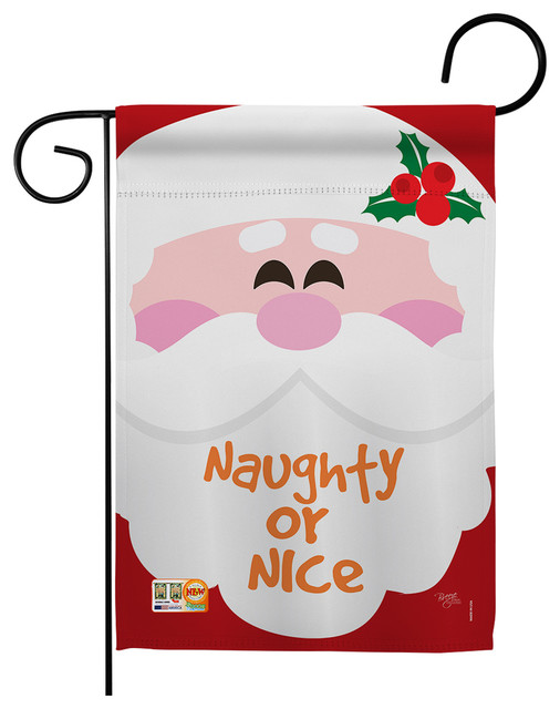 Naughty Or Nice Winter Decorative Vertical Double Sided Garden