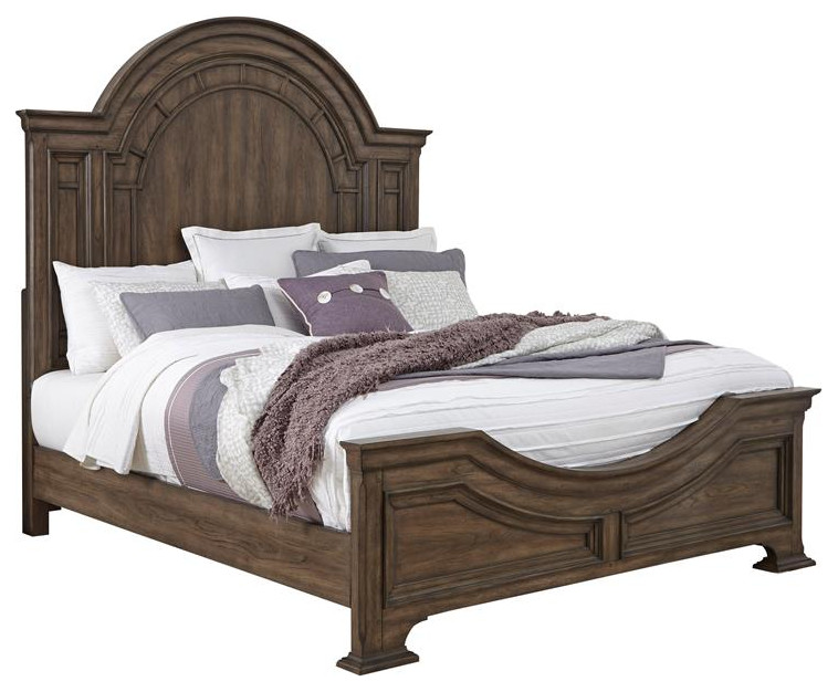 Glendale Estates Wood King Bed in Brown Traditional Platform Beds