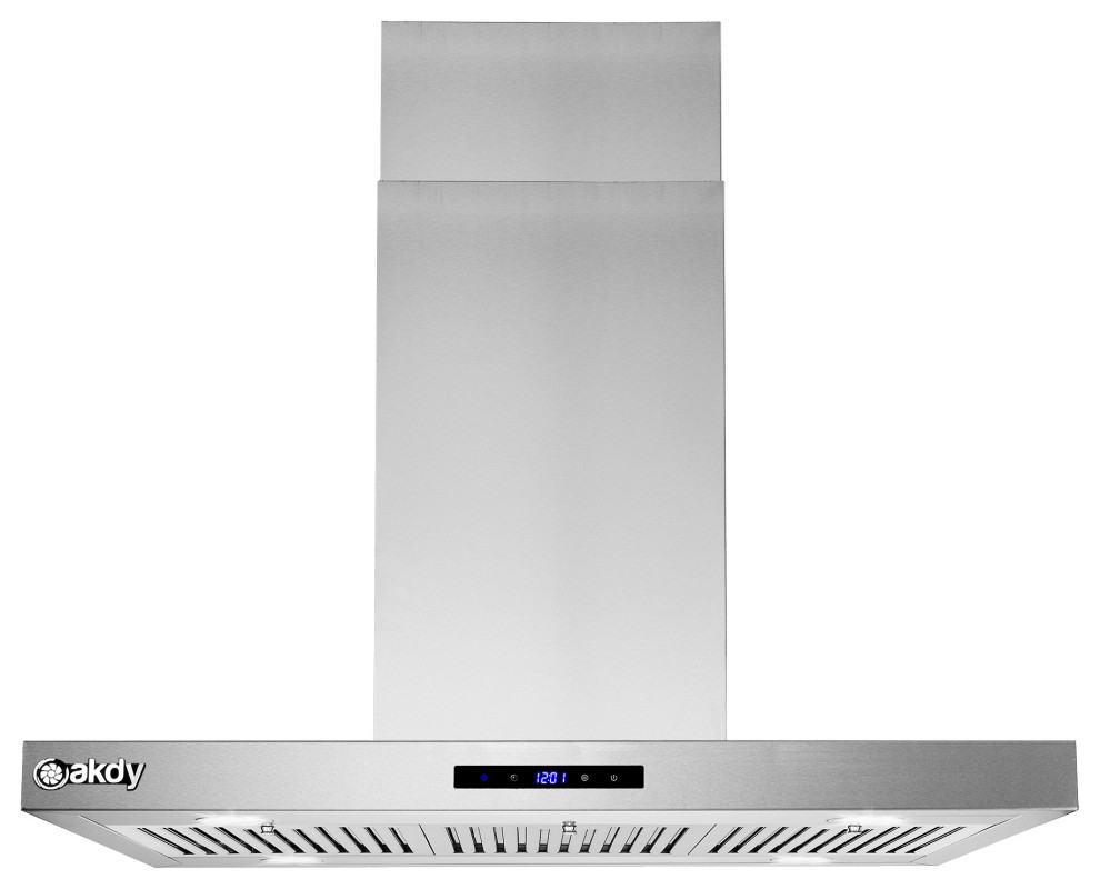 AKDY 36" Convertible Island Mount Range Hood with LED Lights in