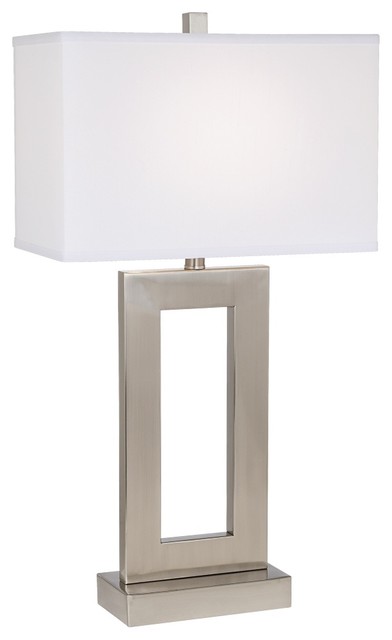 Contemporary Brushed Steel Open Window Rectangular Table Lamp