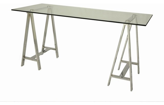 Pastel Furniture Estonia 62x28 Rectangular Office Desk w/ Glass Top