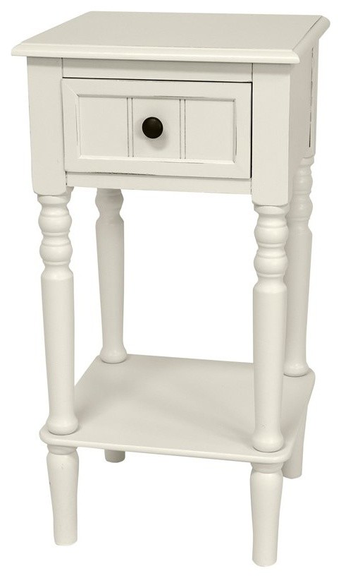 28" Classic Design Square Accent Table, White