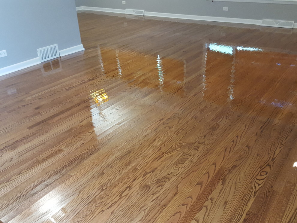 2 and 1/4 red  oak  select and better , special walnut stain from Dura Seal and