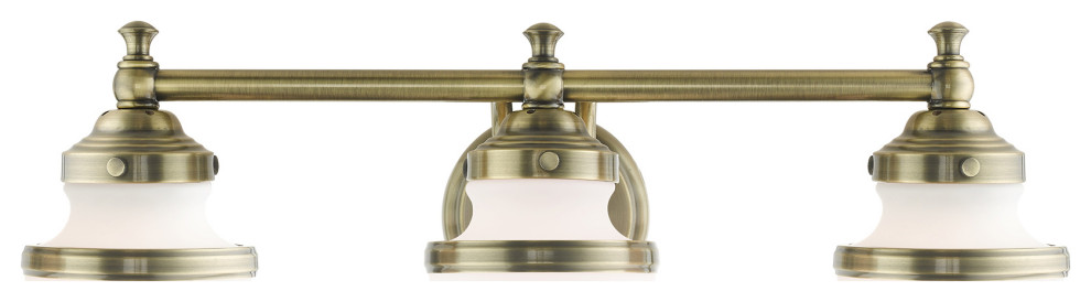 Livex Lighting Oldwick 3 Light Antique Brass Vanity Sconce