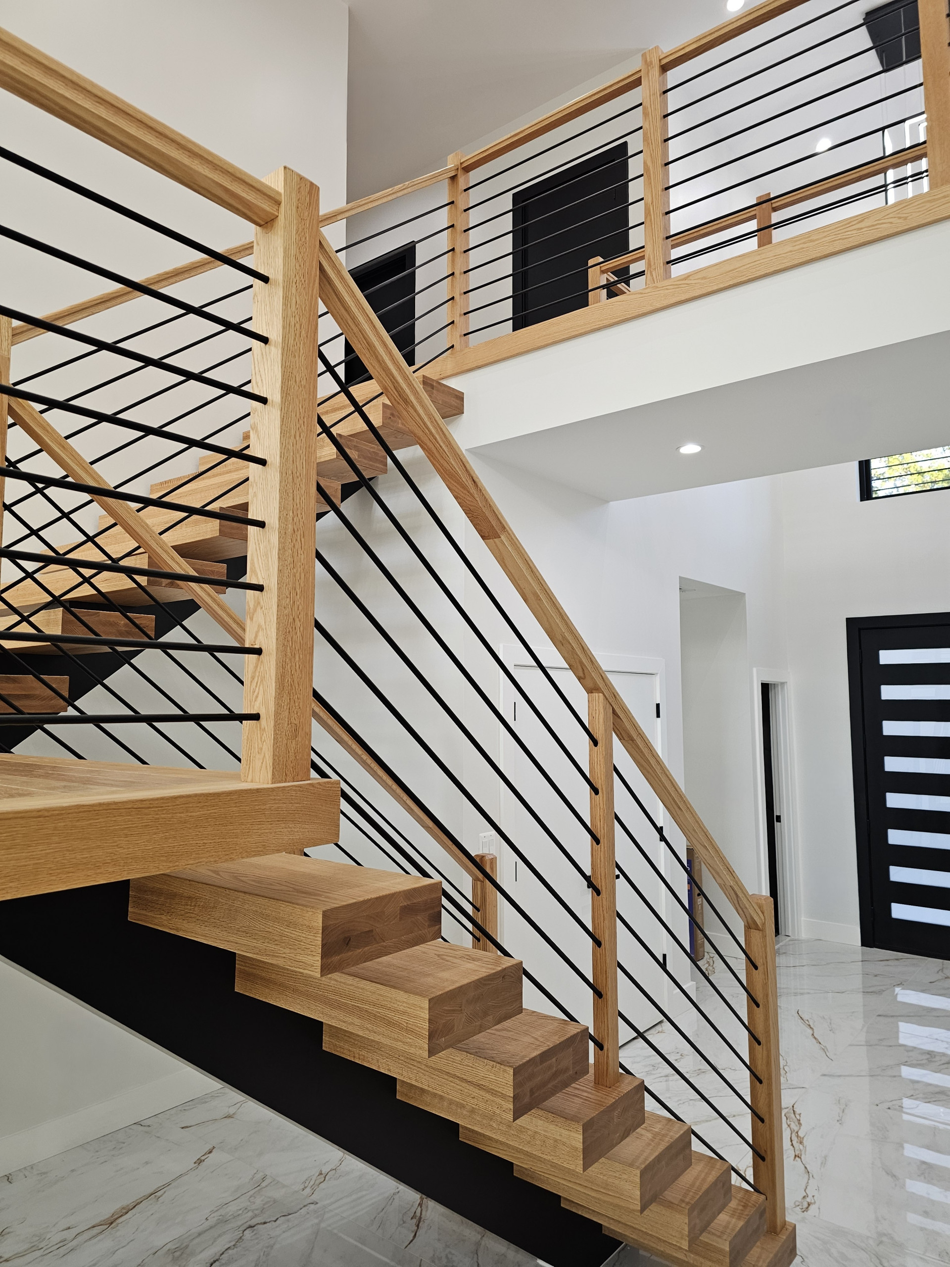 143_Modern Floating Red Oak and Metal Staircase, Sterling, VA