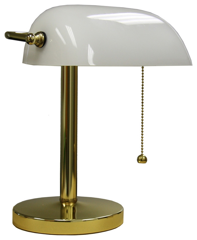 12.5"H White Bankers Table Lamp