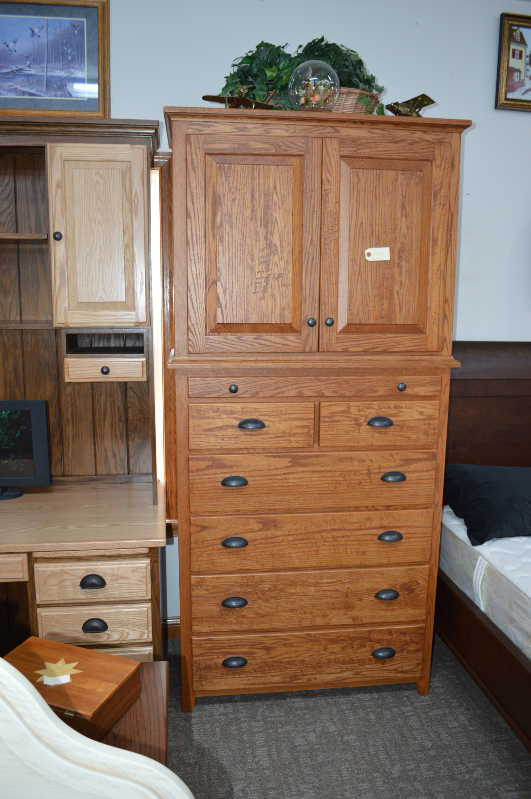 hand planed oak shaker armoire/ chest of drawers