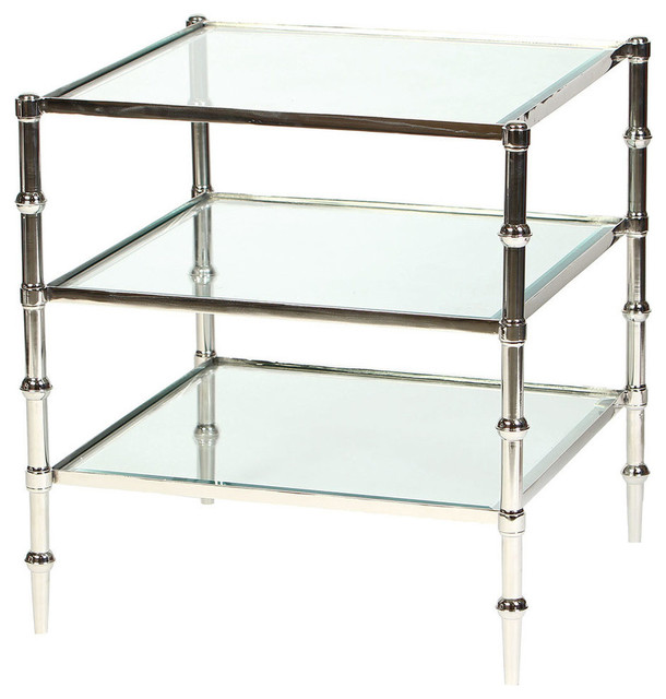 Two Tiered Square Glass Accent Table Transitional Side Tables And End Tables By Prima Design Source Houzz