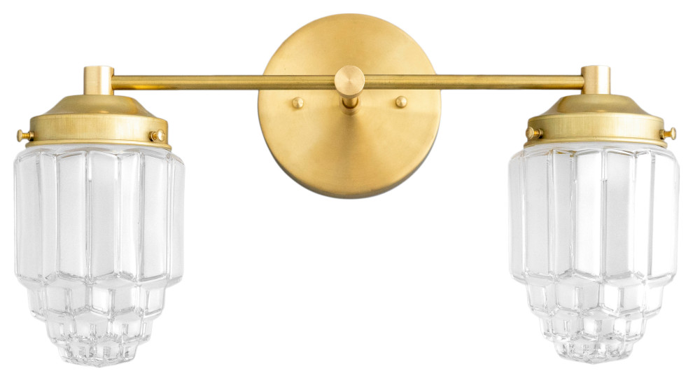 Skyscraper Shade, Art Deco Vanity Light Transitional Bathroom Vanity Lighting by Peared