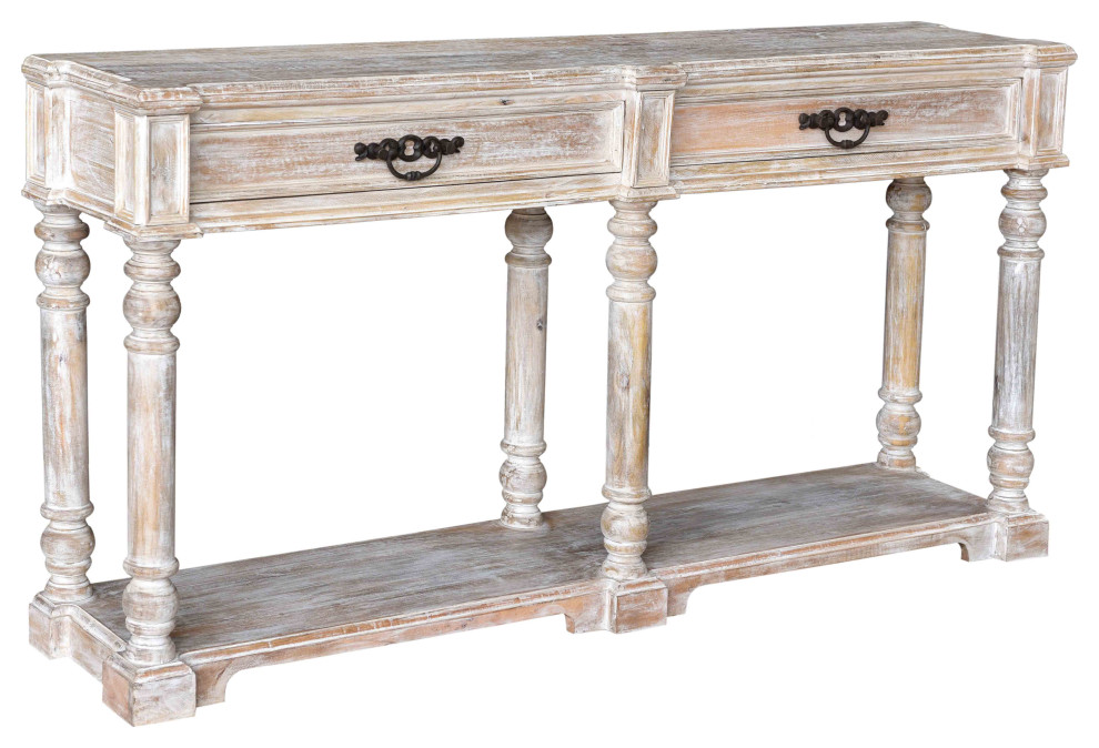 34" Turned Leg Console Table Farmhouse Console Tables by