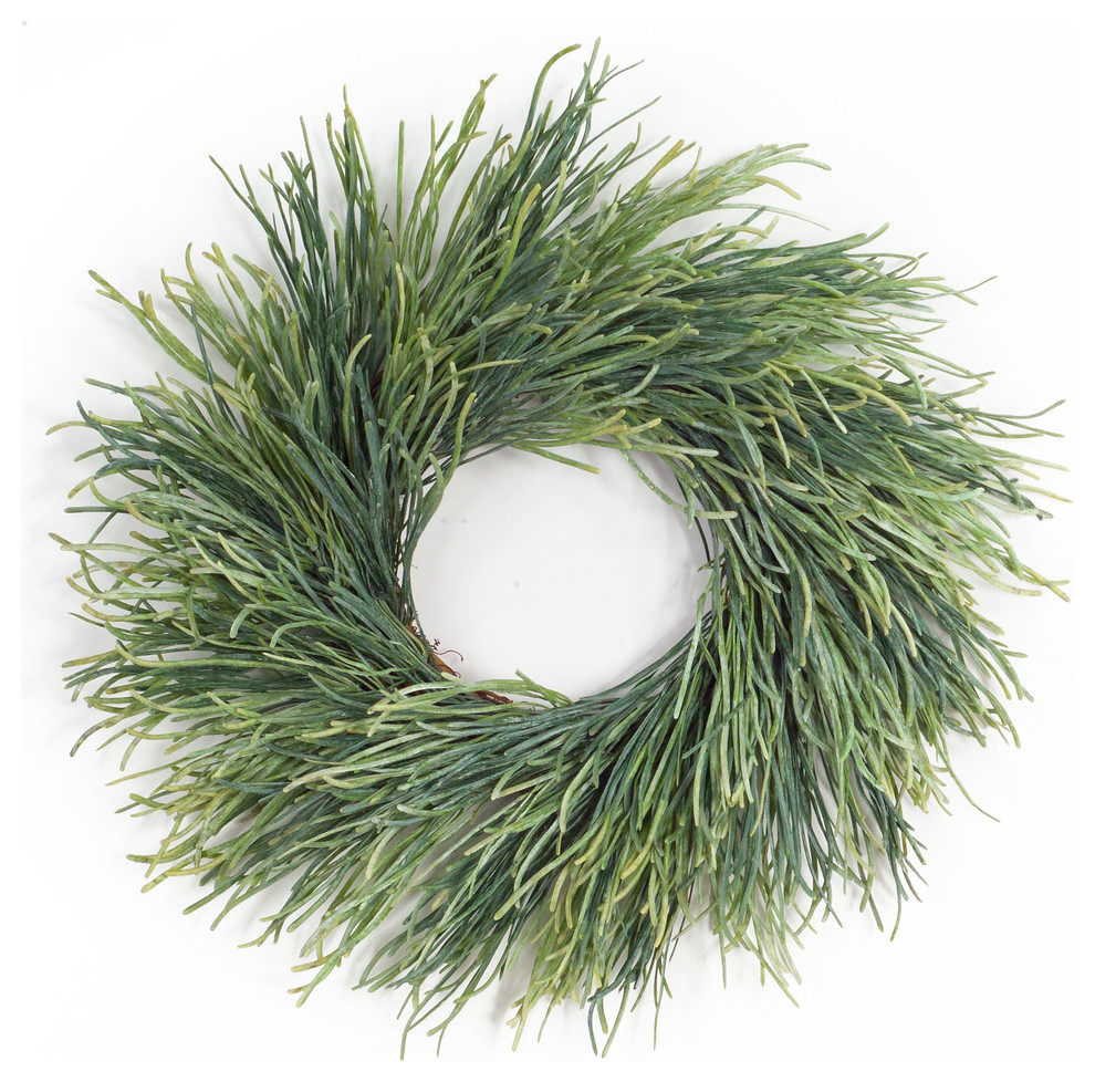 Pearl Grass Wreath 24"D Plastic/Twig, Set of 2