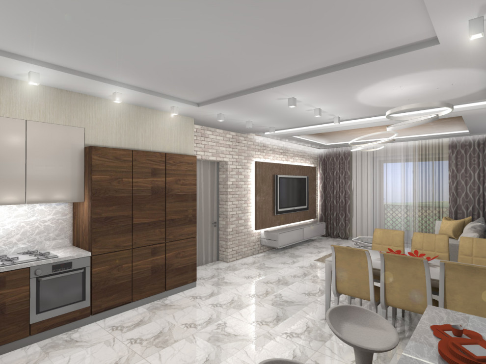 Загородный дом. Кухня-гостиная