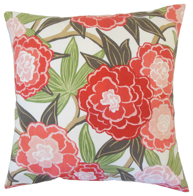 The Pillow Collection Jessamine Bedding Sham Coral White King//20 x 36